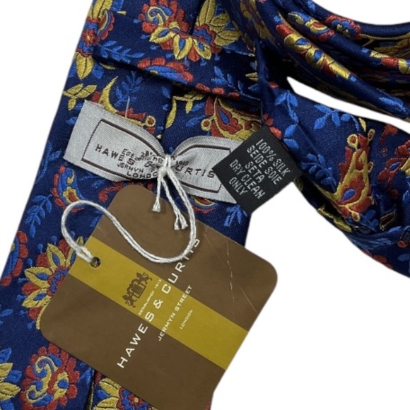 🆕HAWES & CURTIS Navy Floral Silk DESIGNER Tie ENGLAND - Picture 3 of 4